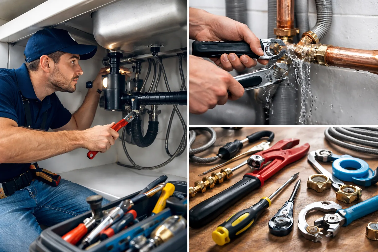 Reparación de fuga de agua en tubería por un fontanero profesional