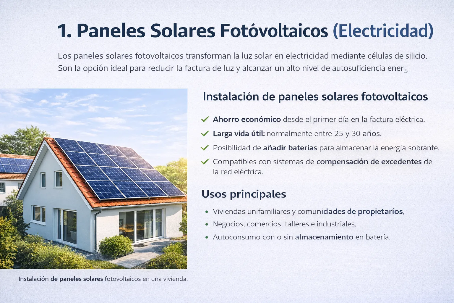 Instalación de paneles solares fotovoltaicos en una vivienda