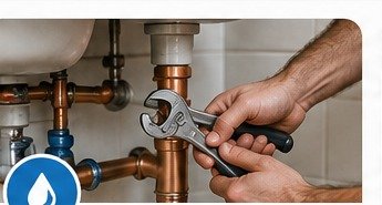 Fontanero instalando tuberías de cobre